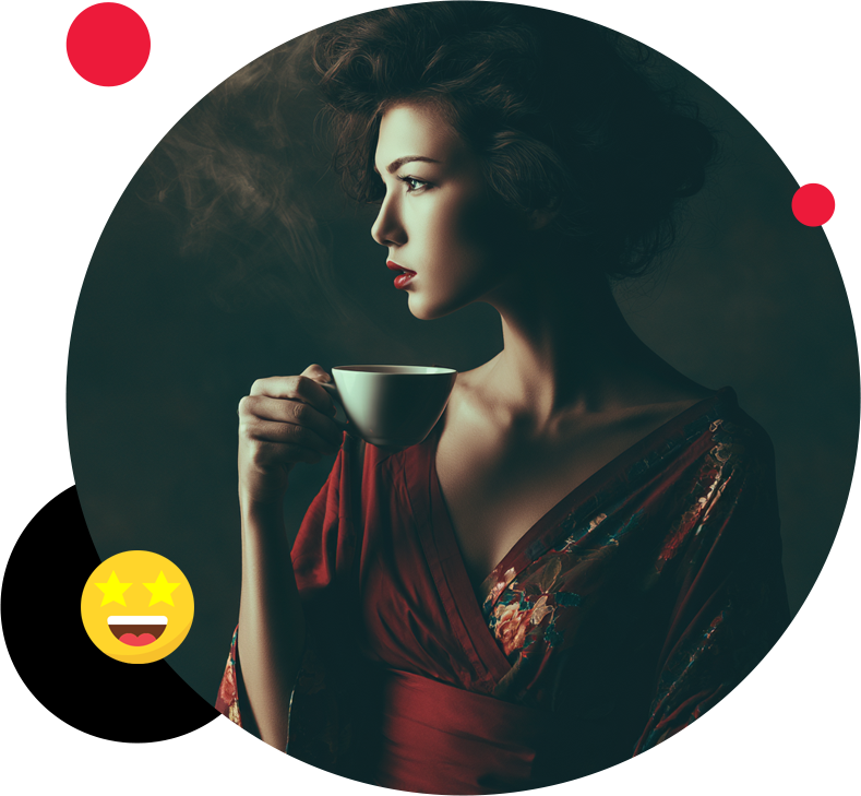 Kobieta pije kawę Geisha