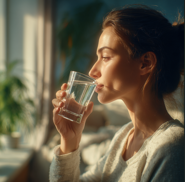 kobieta sprawdza zapach wody